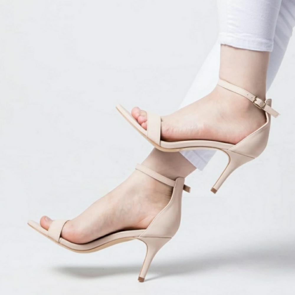 My Soft strappy nude heels, sz 8.5, slip resistant, steady heel